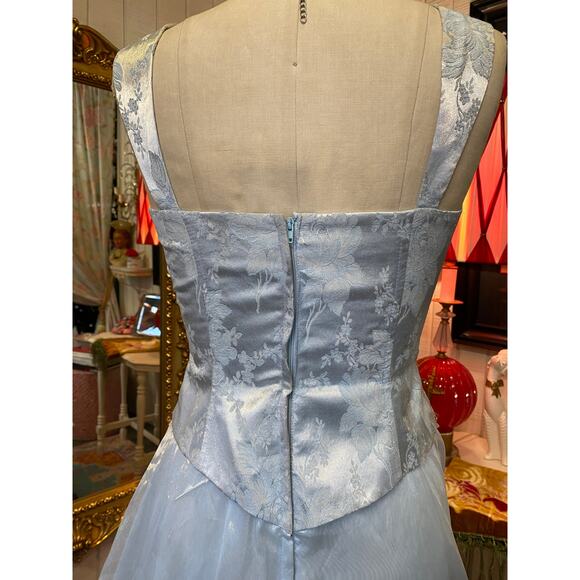 vintage 1990s ice blue prom dress corset top chiffon skirt s/m 90s formal 27 - Picture 9 of 11